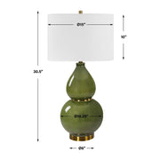 Uttermost Gourd Moss Green Ceramic Table Lamp With White Linen Shade