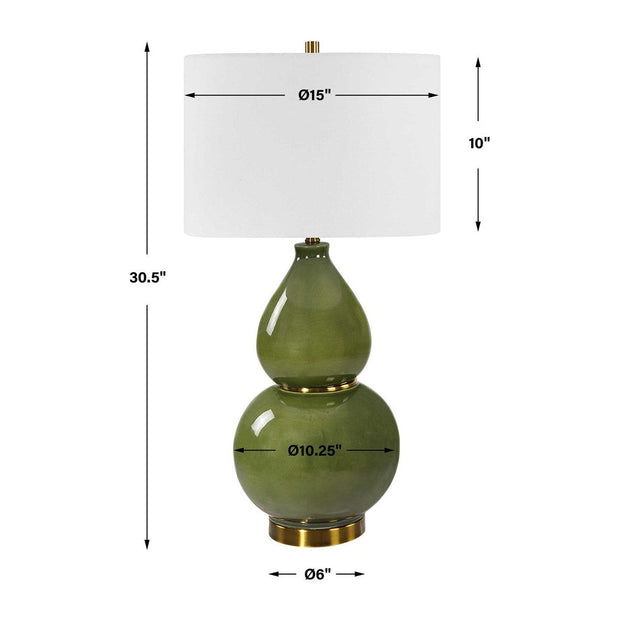 Uttermost Gourd Moss Green Ceramic Table Lamp With White Linen Shade
