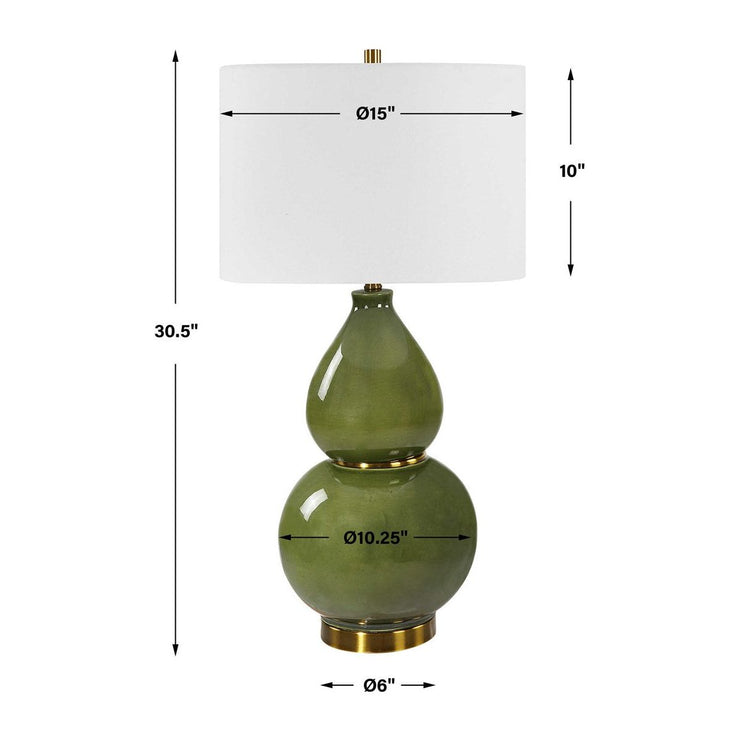 Uttermost Gourd Moss Green Ceramic Table Lamp With White Linen Shade