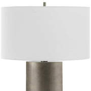 Uttermost V-Groove Dark Steel Gray Table Lamp With White Linen Shade