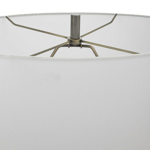 Uttermost V-Groove Dark Steel Gray Table Lamp With White Linen Shade
