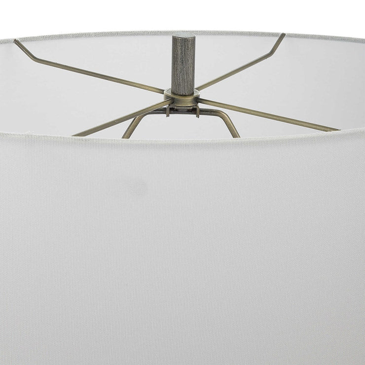 Uttermost V-Groove Dark Steel Gray Table Lamp With White Linen Shade