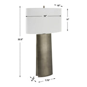 Uttermost V-Groove Dark Steel Gray Table Lamp With White Linen Shade