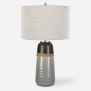 Uttermost Coen Gray and Aged Black Glazed Ceramic Table Lamp With Light Gray Linen Shade