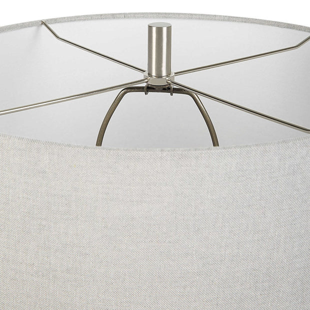 Uttermost Coen Gray and Aged Black Glazed Ceramic Table Lamp With Light Gray Linen Shade