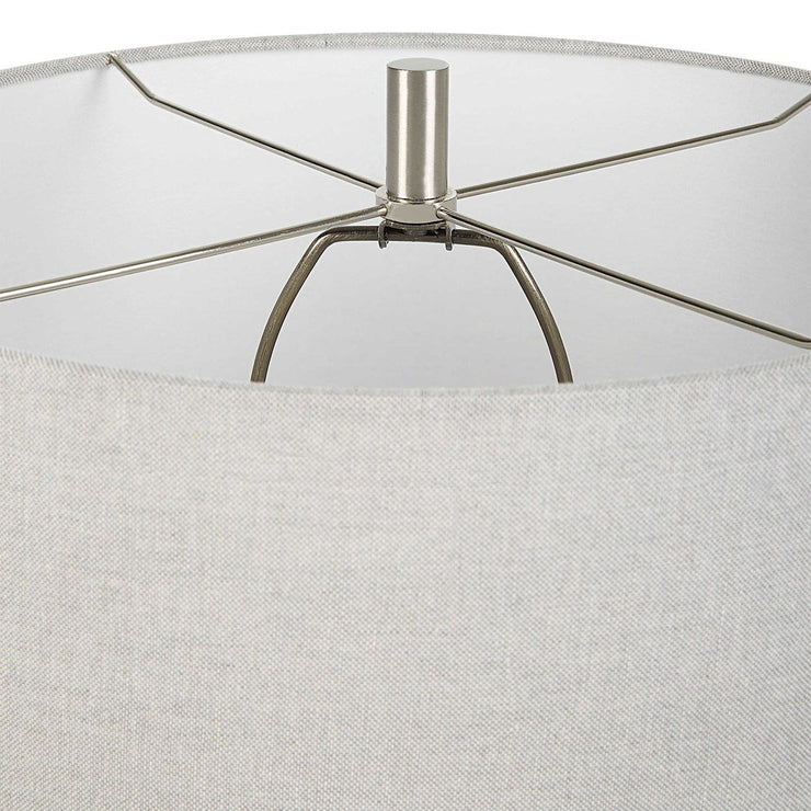Uttermost Coen Gray and Aged Black Glazed Ceramic Table Lamp With Light Gray Linen Shade