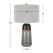 Uttermost Coen Gray and Aged Black Glazed Ceramic Table Lamp With Light Gray Linen Shade