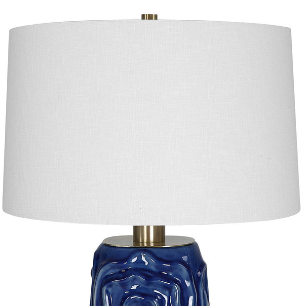 Uttermost Zade Blue Glazed Ceramic Table Lamp With White Linen Shade