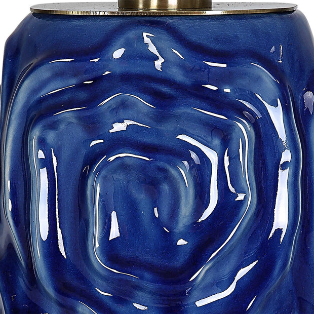 Uttermost Zade Blue Glazed Ceramic Table Lamp With White Linen Shade
