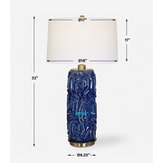 Uttermost Zade Blue Glazed Ceramic Table Lamp With White Linen Shade