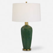 Uttermost Verdell Mossy Green Ceramic Table Lamp With White Linen Shade