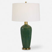 Uttermost Verdell Mossy Green Ceramic Table Lamp With White Linen Shade