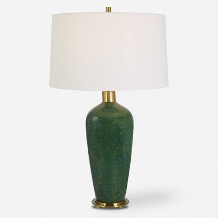 Uttermost Verdell Mossy Green Ceramic Table Lamp With White Linen Shade