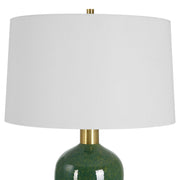 Uttermost Verdell Mossy Green Ceramic Table Lamp With White Linen Shade