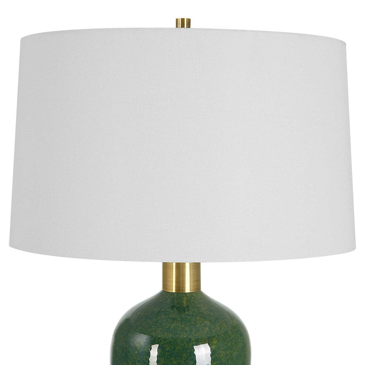 Uttermost Verdell Mossy Green Ceramic Table Lamp With White Linen Shade