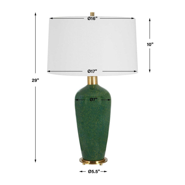 Uttermost Verdell Mossy Green Ceramic Table Lamp With White Linen Shade