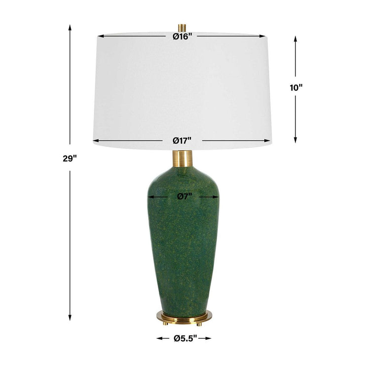Uttermost Verdell Mossy Green Ceramic Table Lamp With White Linen Shade
