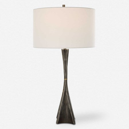 Uttermost Keiron Cast Iron Table Lamp With White Linen Shade