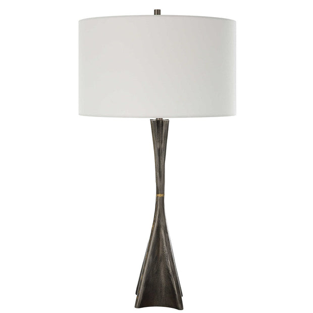 Uttermost Keiron Cast Iron Table Lamp With White Linen Shade