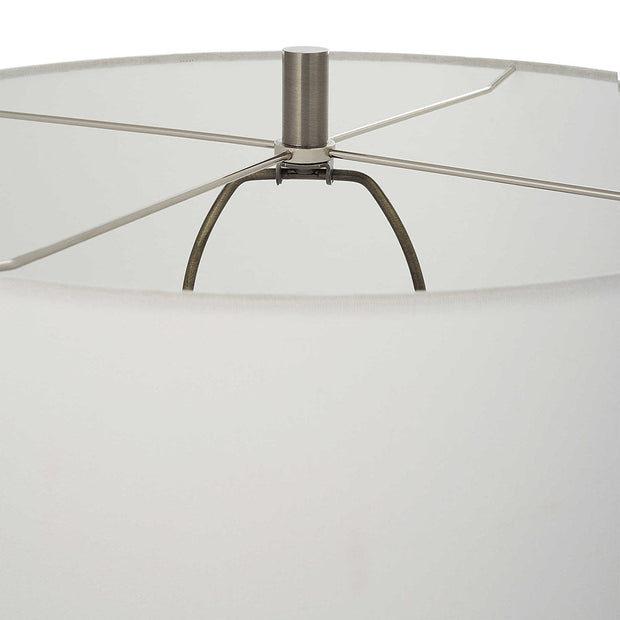 Uttermost Keiron Cast Iron Table Lamp With White Linen Shade