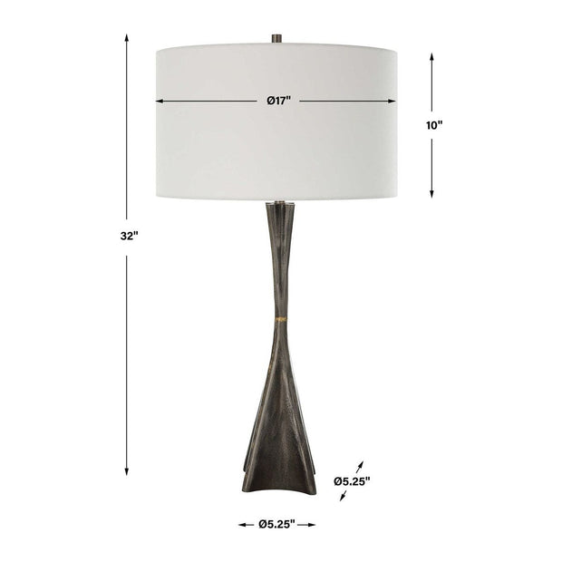 Uttermost Keiron Cast Iron Table Lamp With White Linen Shade
