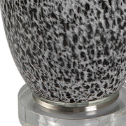 Uttermost Velino Gray and Black Mottled Glass Table Lamp With White Linen Shade