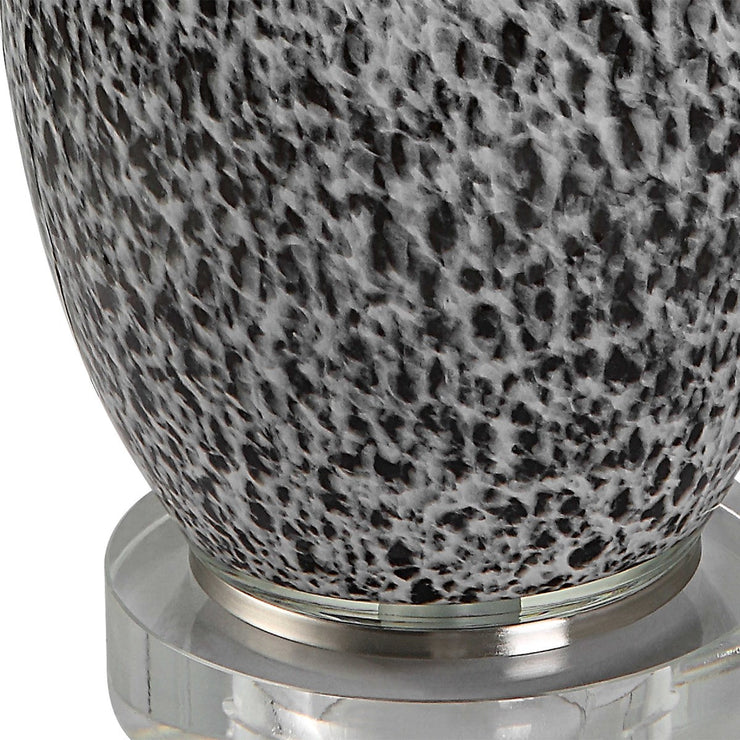 Uttermost Velino Gray and Black Mottled Glass Table Lamp With White Linen Shade