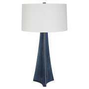 Uttermost Teramo Blue Ceramic Table Lamp With White Linen Shade
