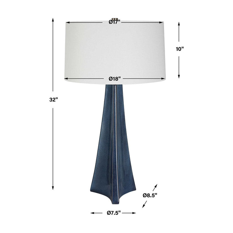 Uttermost Teramo Blue Ceramic Table Lamp With White Linen Shade