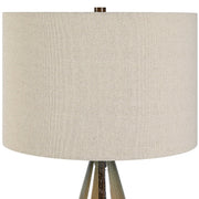 Uttermost Baltic Dark Amber Glass Table Lamp With Light Beige Linen Shade