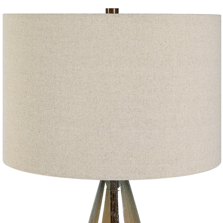 Uttermost Baltic Dark Amber Glass Table Lamp With Light Beige Linen Shade