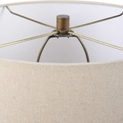 Uttermost Baltic Dark Amber Glass Table Lamp With Light Beige Linen Shade