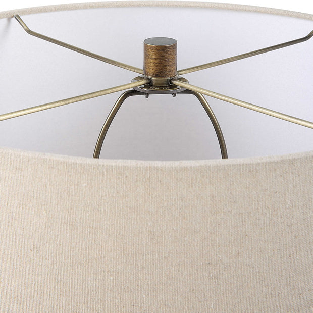 Uttermost Baltic Dark Amber Glass Table Lamp With Light Beige Linen Shade