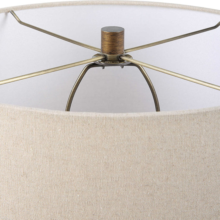 Uttermost Baltic Dark Amber Glass Table Lamp With Light Beige Linen Shade
