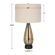 Uttermost Baltic Dark Amber Glass Table Lamp With Light Beige Linen Shade