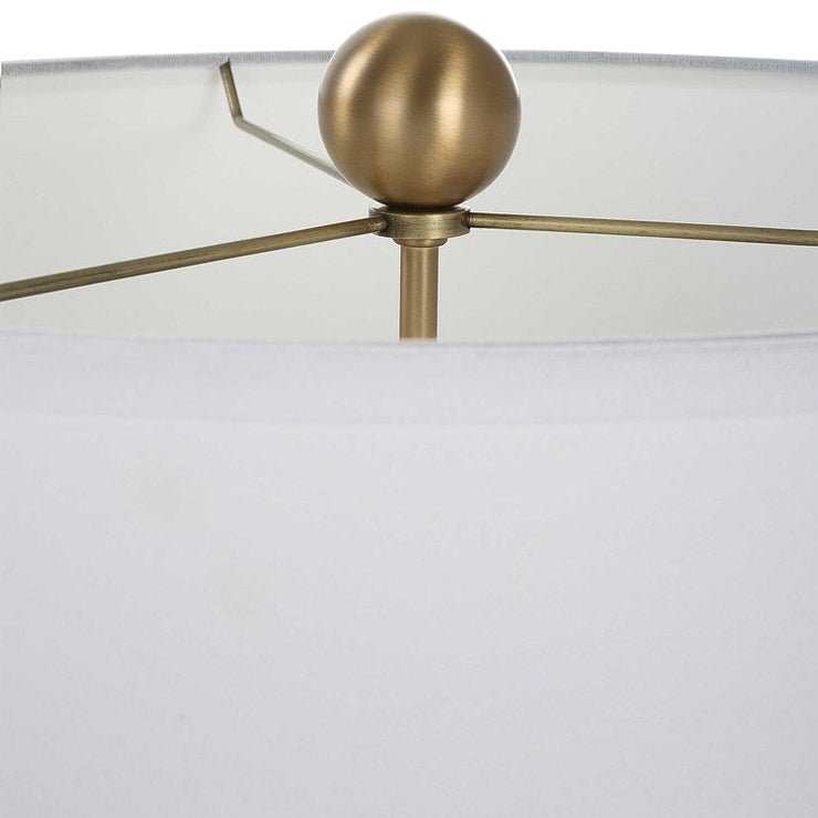 Uttermost Cardoni Gloss White and Smoked Bronze Glass Table Lamp With Linen Shade