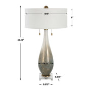 Uttermost Cardoni Gloss White and Smoked Bronze Glass Table Lamp With Linen Shade