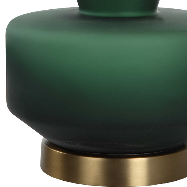 Uttermost Trentino Emerald Green Glass Table Lamp With White Linen Shade