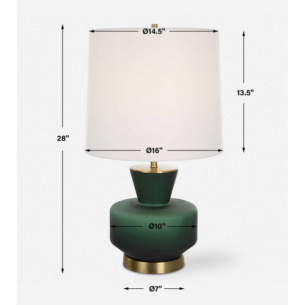 Uttermost Trentino Emerald Green Glass Table Lamp With White Linen Shade
