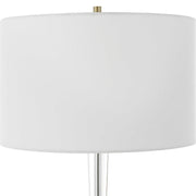 Uttermost Annily Crystal Column and Antiqued Brass Table Lamp With White Linen Round Drum Shade