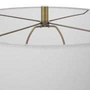 Uttermost Annily Crystal Column and Antiqued Brass Table Lamp With White Linen Round Drum Shade