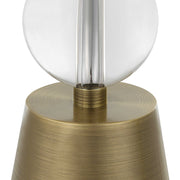 Uttermost Annily Crystal Column and Antiqued Brass Table Lamp With White Linen Round Drum Shade
