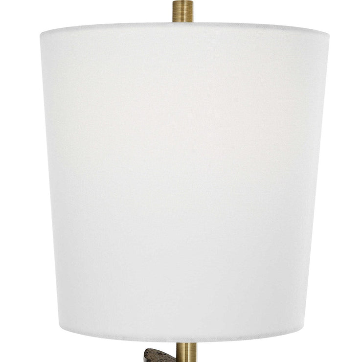 Uttermost Cypher Black Stone Modern Buffet Lamp With White Linen Shade