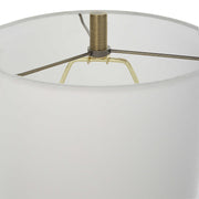 Uttermost Cypher Black Stone Modern Buffet Lamp With White Linen Shade