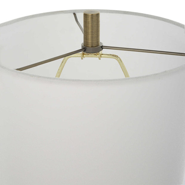Uttermost Cypher Black Stone Modern Buffet Lamp With White Linen Shade