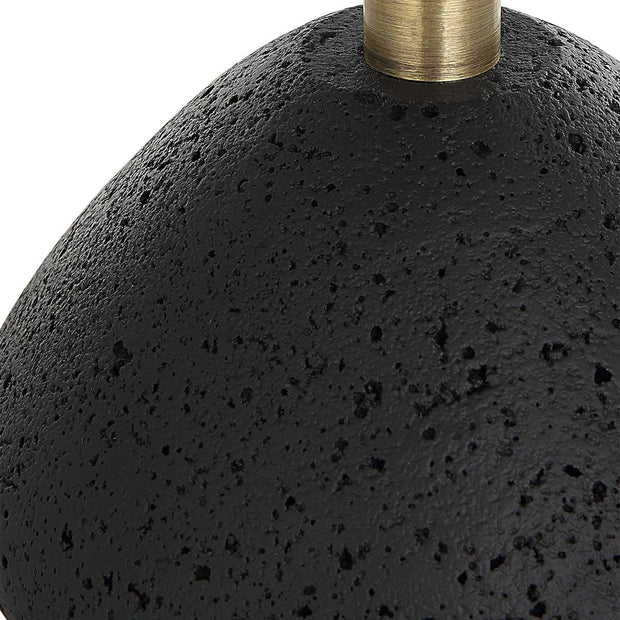 Uttermost Cypher Black Stone Modern Buffet Lamp With White Linen Shade