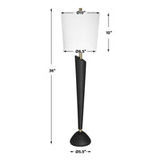 Uttermost Cypher Black Stone Modern Buffet Lamp With White Linen Shade