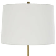 Uttermost Annora Glossy White and Antiqued Brass Table Lamp With Linen Shade