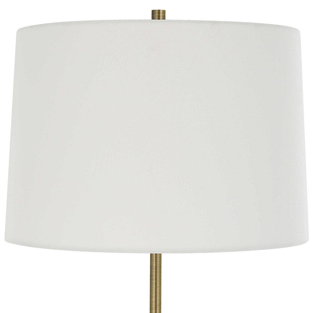 Uttermost Annora Glossy White and Antiqued Brass Table Lamp With Linen Shade
