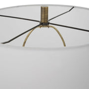 Uttermost Annora Glossy White and Antiqued Brass Table Lamp With Linen Shade